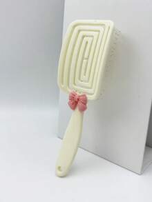 1pc Beige Boar Bristle Curly Hair Brush, Elastic Styling Comb For Voluminous Wet & Dry Hair - Beige - View 4