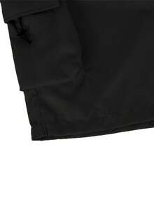 1 pezzo Pantaloncini cargo da uomo di colore unito, casual da strada, stile hip hop, per uso quotidiano, tempo libero, moda versatile, allenamento sportivo, pantaloncini bermuda estivi - nero - Visualizzare 7