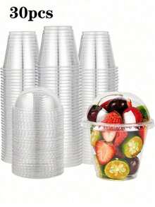 100pcs Transparent Plastic Cups With Lids, Crystal PET Material, Suitable For Desserts, Parfaits, One-Time Party Cups, Can Hold Fruits, Ice Cream, Cupcakes, Chilled Beverages, Also Can Be Used As School Supplies, Food Bags, Food Boxes To Hold Candies, Chocolates, Cookies, Ideal For Halloween Or Christmas Parties - Multicolor - View 17