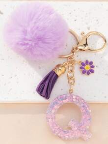 Móc khóa nhựa hình ngôi sao, trang trí bằng bông tím và tua rua hoa cúc, thích hợp làm dây đeo túi xách, dây đeo điện thoại, móc chìa khóa. Cũng là món quà tuyệt vời dành cho bạn bè và mẹ. - Màu Lilac Tím - Xem 15