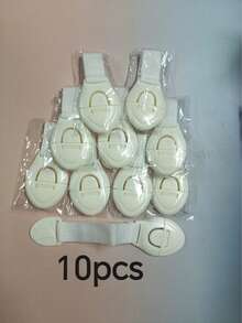 10 piezas Cerraduras blancas para gabinetes, cerraduras de para cajones, previenen el pellizco de los dedos, con diseño de hebilla - Blanco - Ver 10