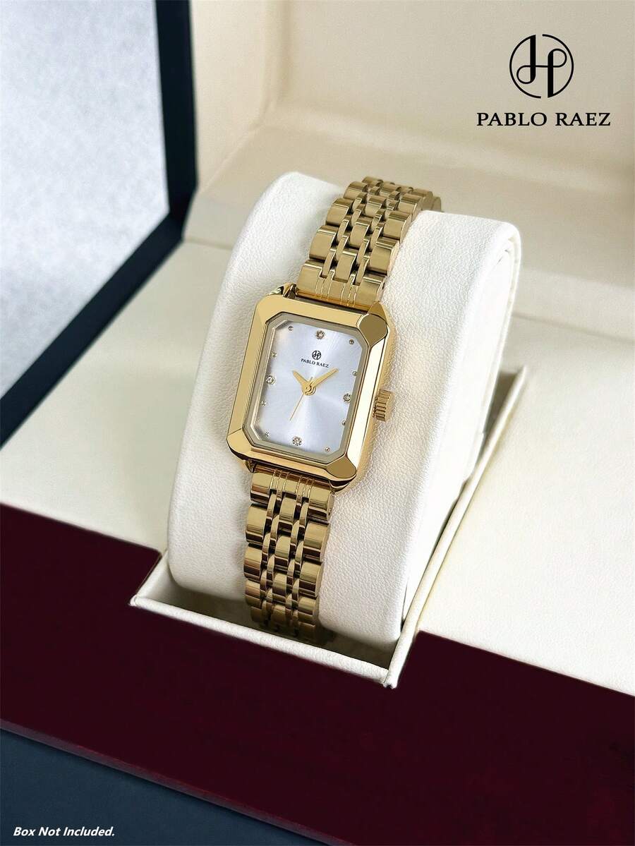 Pablo Raez 1 chiếc đồng hồ nữ mạ vàng 18K, dây đeo bằng thép không gỉ, kiểu dáng cổ điển, màu vàng bạc không bị xỉn màu, chất lượng cao cấp AAA, chính hãng, giờ rõ nét, đồng hồ nữ quyến rũ.