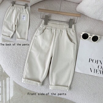 Pantalones casuales de cintura elástica para niño pequeño, aptos para jugar y uso diario, cómodos y casuales, ideales para vacaciones y salidas, primavera/otoño