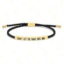 Don't Let The Hard Days Win Bracelet Anxiety Relief Items With Motivational Gifts For Women Birthday Valentines Day Gifts For Best Friend - 金+黑 - 查看 9