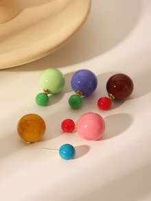 1 对亚克力时尚百搭甜美风格耳钉，适合女性日常佩戴、新年、圣诞节、情人节、复活节等场合 - 彩色 - 查看 3