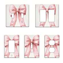 1pc Pink Bow Decorative Switch Plate Cover | Easy /Adhesive Install | No Wiring/Tools Needed | Fits Single/Double Switches | Ideal For Home/Bathroom | Pastel Decor Compatible | Housewarming Gift Accent - 雙套 11.5cm*11.5cm - 查看 3