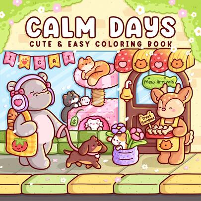 Días tranquilos y lindos: 1 libro para colorear adecuado para adultos y adolescentes, libro de garabatos para niños, con personajes de animales súper lindos, diseño simple y fácil de usar, patrones adorables y cálidos, relaja la mente y el Body, alivia el estrés, opción ideal para útiles escolares. Libro para colorear, juguete para adolescentes, regalo de vuelta al colegio para niños y niñas, útiles escolares, temporada de vuelta al colegio.