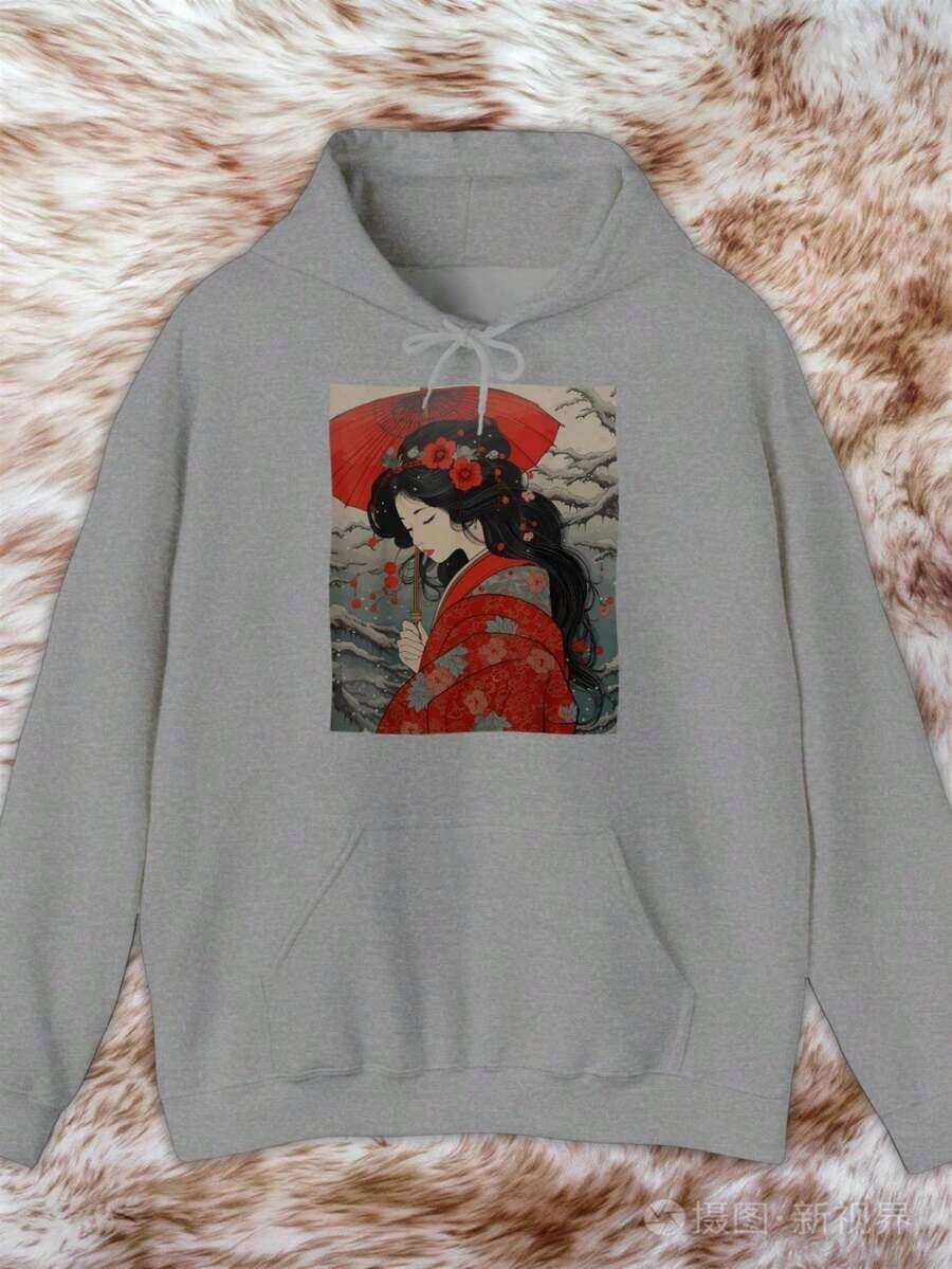 1 PcsFleece Sweatshirt,90s Graphic Classic Airbrush Illustration Retro BirthdayHoodies, Quality Hoodies, Machine Washable – Easy To Clean, Minimalist Design – Clean And Modern Look,Hoodies For Men And Women,Sudaderas Para Hombre,300g Cotton Casual Hoodies, Oversize Hooded SweatHoodies With Pockets,Graphic Hoodies,Fall And Winter Long Sleeve - 灰-5 - 查看 1
