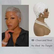 DShort White Pixie Wigs For Women Pixie Cut Wig Short Pixie Cut Wigs For Black Women Layered Synthetic Heat Resistant Pixie Wig For Party Cosplay Use - White - View 4