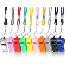 10 - Pack Whistle Emergency Set - Lifeguard Whistle, Whistles Bulk, Whistles With Lanyard - Durable Plastic Stainless Steel - Initial - View 1