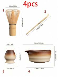 1pc/4pcs/7pcs Gradient Thick Ceramic Matcha Tea Set, Includes Matcha Bowl, Matcha Whisk, Matcha Cup, Stirrer, Tea Spoon, Tea Bowl Set, Matcha Preparation Tools, Dessert & Beverage Making Tools, Japanese Gift Box, Matsukawa Matcha Stirring Set, Gift For Matcha Lovers