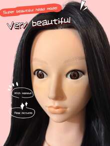 22 Inch 90% Real Human Hair Mannequin Head, Beauty Salon Hairstyle Training Model With Tabletop Clamp, For Hair Extensions Practice - Multicolor - View 8