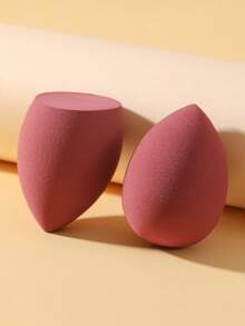 2 件化妆海绵，适用于霜状和粉状遮瑕膏、散粉化妆涂抹器 - 酒紅色 - 查看 9