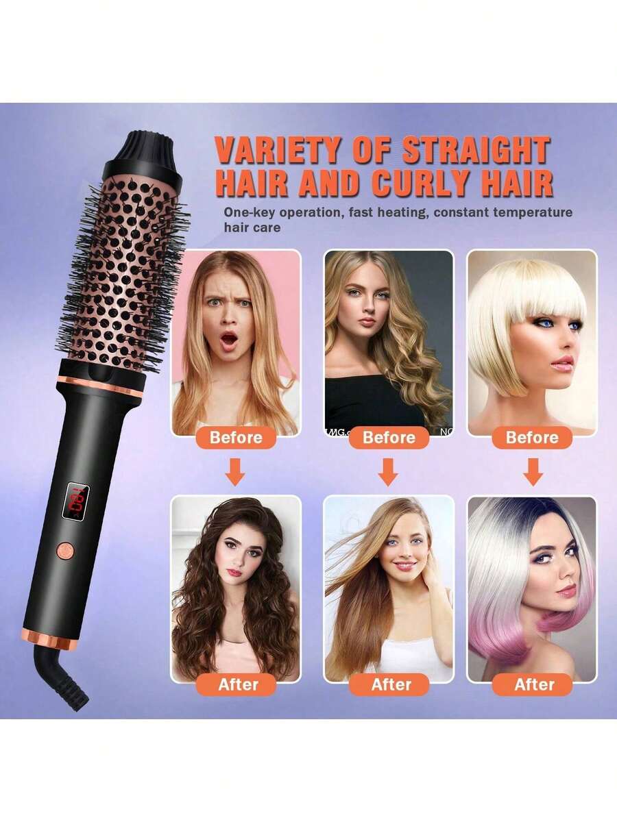 UKLISS 三合一陶瓷美发造型器 – 便携式设计，集卷发、直发和吹干功能于一体 - 黑色 - 查看 1