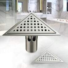 AZOS Drenaje de Piso, Desage de Piso Empotrado de azulejo Cepillado Desage de desage de bao de Acero Inoxidable 304, tringulo (165 x 233 mm) - plata cepillada 3 - Ver 6