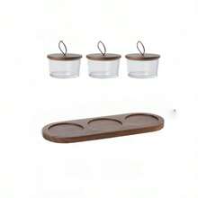 一套带盖玻璃水果托盘，日式风格，适合盛放干果/坚果/茶叶/咖啡豆/水果/零食，适用于客厅/餐厅/办公室/咖啡厅/餐馆 - 棕色 - 查看 13