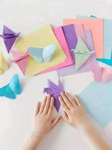 100pcs Assorted Colored Craft Paper Set, 10 Different Random Colors, Suitable For Origami, Handcraft, Office Supplies, Scrapbooking, Sewing, Notes, Gift Making, Paper Art Tools, Valentine's Day, Back To School, Holiday Gifts