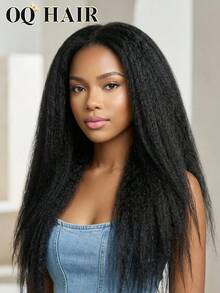 OQ Hair 200% Density 14-28 Inch Wear Go Half Wig Seamless Kinky Straight Flip Over Wig 3 In 1 Half Wig Flexible Fit With Drawstring Natural Hairline Natural Color Unprocessed Virgin Human Hair Wig - SNatural - View 2
