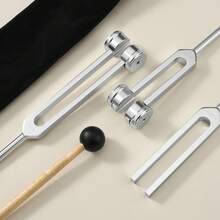 3pcs/Set Chakra Tuning Forks, Aluminum Alloy 128Hz, 256Hz, 384Hz, 512Hz Tuning Forks, Tuning Fork Tools, Silver-Gray Sound Instrument Set With Carrying Bag, Mallet, Etc. Great For Yoga And Meditation, Chakra Balancing Tool - Silver - View 4