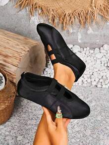 2026 Soft Bottom Ballet Shoes, Satin Casual Lightweight Sneakers, Comfortable Slip-On Shoes For Women - Black - View 3