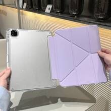 适用于 iPad Air 11 平板电脑的保护壳,iPad 保护壳,Y 型折叠平板电脑保护壳,芋紫色多折叠多角度支架,内置笔槽,高透明亚克力背壳,防刮耐磨,磁吸式设计,自动休眠/唤醒/智能功能,简约/休闲/经典风格,适用于 iPad A16,兼容 iPad 第 11 代平板电脑保护壳,兼容 iPad 10 保护壳 - 蒟蒻紫 - 查看 9