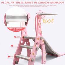 3 En 1 Centro De Juegos Para Niños - Columpios C/cinturon, Resbaladilla Y Canasta De Basket - Celeste - Ver 5