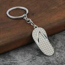 4件套创意迷你拖鞋锌合金钥匙扣男女通用人字拖沙滩鞋钥匙扣礼品 - 金色 - 查看 2