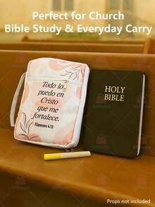 2026 New Style Bible Cover, Fits Most Standard Sized Bibles, Light Weight Durable, Bonus Matching Pouch, Reinforced Handle Smooth Zippets, Durable Cotton Fabric, Soft Breathable Comfortable To Carry, Perfect For Church,Study Travel - Pink - View 7