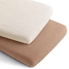 2 Packs Muslin Bassinet Sheets, Soft Bedside Sleeper Bassinet Sheets, Compatible With Baby Delight, Dream On Me, AMKE And Other Rectangle Mattress, Bedside Sleeper Bassinet Fitted Sheets For Boys And Girls