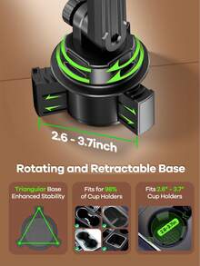 REMAX Universal 3-In-1 Car Cup Holder Expander For Front & Back Seat; Adjustable Height & Angle; Fits 98% Of Vehicles; Installs In Seconds; Car Essentials For Travel; Car Accessories For Expanding Storage Space; Car Stuff; Car Organizer - CP2007-s5 Black - View 5