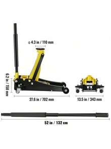 Floor Jack  3 Ton Low Profile Floor Jack  Heavy-Duty Steel Racing Floor Jack With Dual Pistons Quick Lift Pump  Floor Jack Lifting Range 3.35 -19.69 - Yellow - View 10
