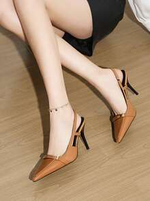 Women's 2025 Summer Black High Heel Sandals - Pointed-Toe Sexy Lady Style Thin Heels, Elegant Versatile & Comfortable Design. - Brown - View 2