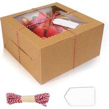 Cajas para pasteles con ventana, Cajas de panadería, Contenedor para pasteles, Chocolates, Galletas, Fiesta de cumpleaños, Boda - Plateado - Ver 7