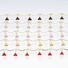 1 mètre de chaîne ornementale exquise à plusieurs couleurs, de forme triangulaire, en zirconium, plaquée cuivre et or. Accessoire de chaîne pour la création de bijoux, vêtements, chaussures et sacs - triangulaire - Voir 4