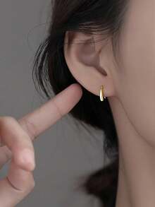 1 Pair S925 Sterling Silver Minimalist Teardrop Earrings, Elegant & Refined Everyday Wear Earrings, Gift For Pierced Ears