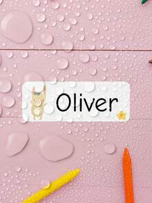 1-240pcs Personalized Name Labels - Transparent Labels, Waterproof & Oilproof Stickers, Custom Text Labels, Cute Pattern Labels, For Back To School, Lunch Boxes, Water Bottles, Backpacks, Gym Bags, School, Kindergarten, Daycare, Camp Essentials
