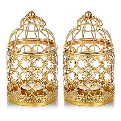 CYPNNuptio - 2 piezas pequeñas de metal para colgar en jaula de pájaros piezas de centro de mesa decorativas clásico de boda fiesta doradoFashion