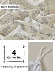 3pcs Floral & Plant Pattern Digital Print Duvet Cover Set, With Pom Pom Tassel, Modern Farmhouse Style Bedding Set, Queen Size, Soft & Breathable, Machine Washable (1 Duvet Cover + 2 Pillow Shams) - Multicolor - View 7