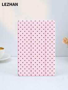 1个可爱粉棕波点艺术设计平板电脑保护套，兼容iPad（A16）11英寸第11代（2023年款）、iPad第9/10代10.9英寸、Galaxy Tab S6 Lite 10.4英寸，防摔，带笔槽，支持睡眠/唤醒功能，圣诞节、万圣节、浪漫礼物 - 彩色 - 查看 3