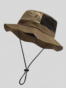 1 Piece Of Color-Blocked Bucket Hat, Stylish And Versatile, Made Of Polyester Fiber, Suitable For Outdoor Activities Such As Hiking, Camping, And Travel. A Great Gift For Family, Friends, Or Boyfriend/Girlfriend; Also Suitable For Christmas, Mother's Day, Father's Day, Teacher's Day, And Personalized Birthdays. - Multicolor - View 3