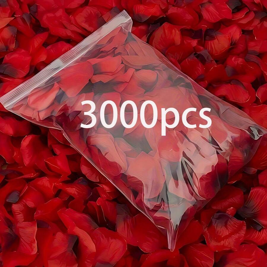 100/1000/2000/3000片人造丝玫瑰花瓣,适用于情人节、婚礼装饰、浪漫夜晚活动、周年纪念、婴儿派对、订婚派对、家居装饰和情人节装饰,也适用于豪华周年纪念派对和红毯花卉活动设计用品。 - 彩色 - 查看 1