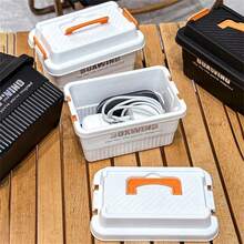 1pc Large Capacity Storage Box With Lid, Household Outdoor Camping Car Organizer Box, Thick Tool Storage Container, Camping Equipment, Camping Essentials - Multicolor - View 9