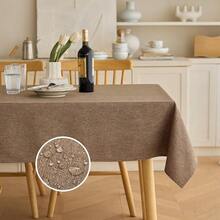 Waterproof Farmhouse Table Cloth For Party Wedding Table, Solid Linen Woven Fall Spill-Proof Tablecloth For Dining Room, Farmhouse, Restaurant (Oblong, 60 X 120 Inch (10-12 Seats), Coffee),Coffee120inchx60inchRectangular - Coffee120inchx60inchRectangular - View 1