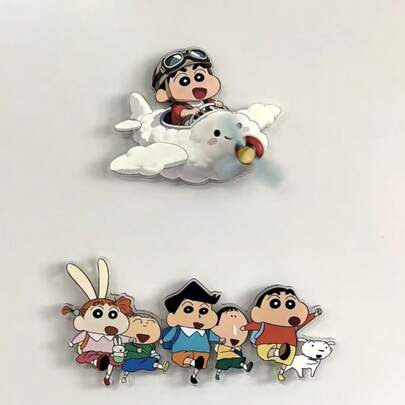 Creative Crayon Shin-Chan Acrylic Fridge Magnets - Haruhi Brigade (With Rubber Pad, Magnetic Stickers), Cloud And Airplane Shaped Decorations, Cute And Practical Fridge Decor Stickers, Best Holiday Gift For Friends, Party Decor, Perfect Party Decoration, Home Decor