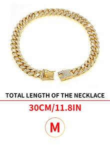 1件可调节宠物猫狗项圈项链，适合小型/中型/大型宠物，宠物配饰金色狗项圈猫幼犬链带水钻 - 金色 - 查看 15