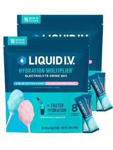 Liquid I.V. Hydration Multiplier - Cotton Candy - Hydration Powder Packets | Electrolyte Powder Drink Mix | Convenient Single-Serving Sticks | 8 Vitamins & Nutrients | 1 Pack (16 Servings) - 2 chai - Xem 1