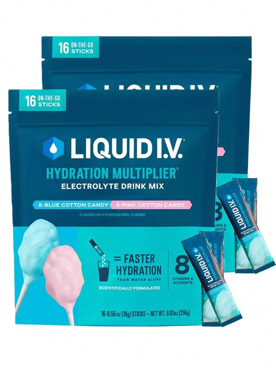 Liquid I.V. Hydration Multiplier - Cotton Candy - Hydration Powder Packets | Electrolyte Powder Drink Mix | Convenient Single-Serving Sticks | 8 Vitamins & Nutrients | 1 Pack (16 Servings) - 2 chai - Xem 1
