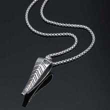 A Non-Fading Stainless Steel Hip-Hop  Men's Jewelry Antelope Horn Necklace Fashion Punk Pointed Horn Bone Whistle Pendant - Bạc - Xem 6