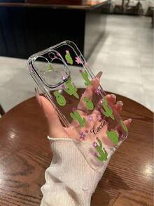 1 Piece Clear Phone Case With Cactus Design, Thick And Drop Resistant - 彩色 - 查看 5