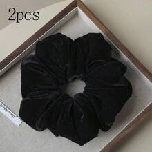 超大号发圈，适合发量较多的女性，采用优质柔软天鹅绒材质，超大号弹力发圈，黑色发圈，马尾辫发圈，发绳，发圈，发箍，头饰，橡皮筋，美妆家居发饰 - 黑色 - 查看 7